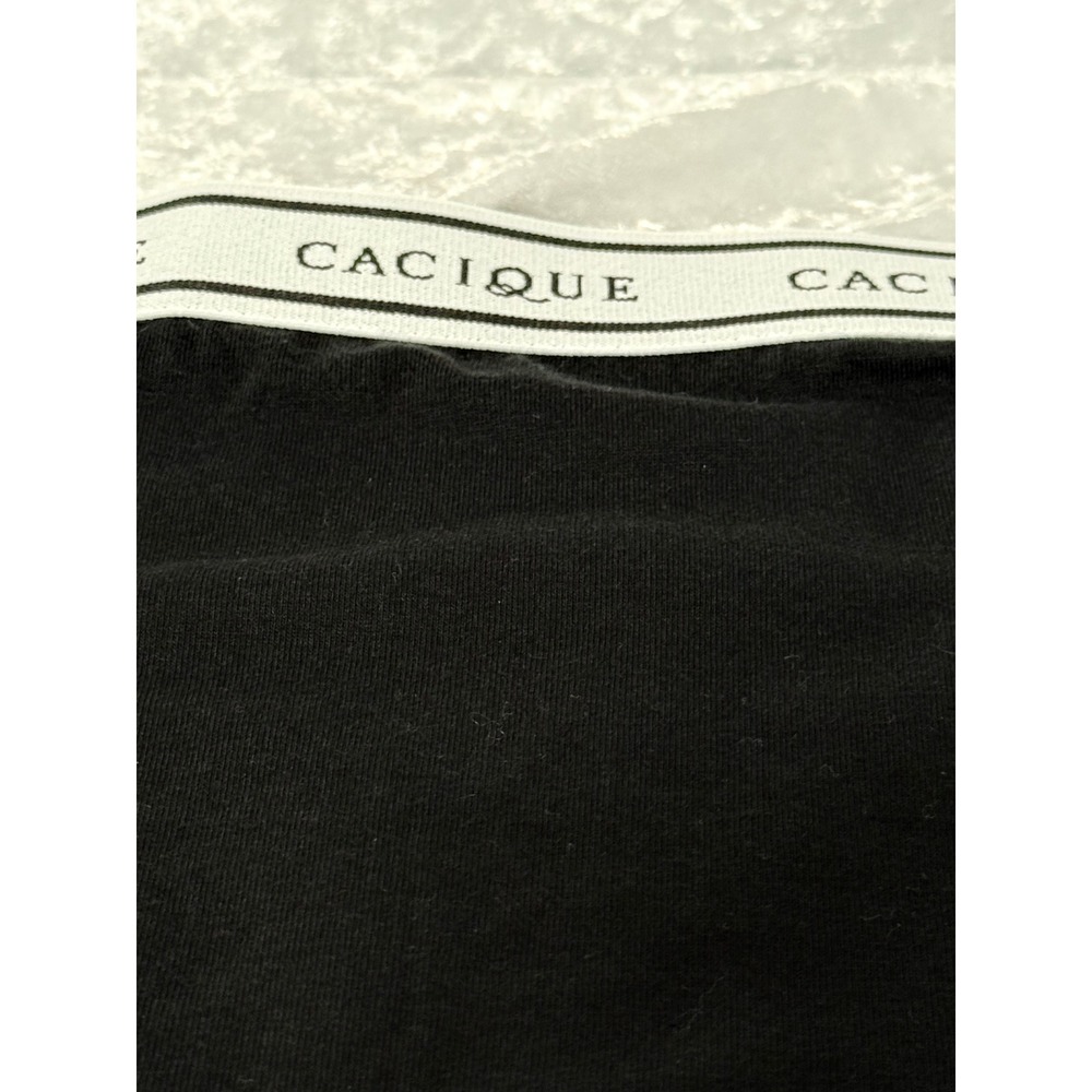 Cacique Womens Black Cotton High-Waist Brief Panties 2 Pack Logo Waistband 22/24